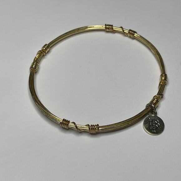 BOURBON & BOWETIES gold tone bracelet bangle COLOR signed jewelry wire wrapped - Picture 3 of 10